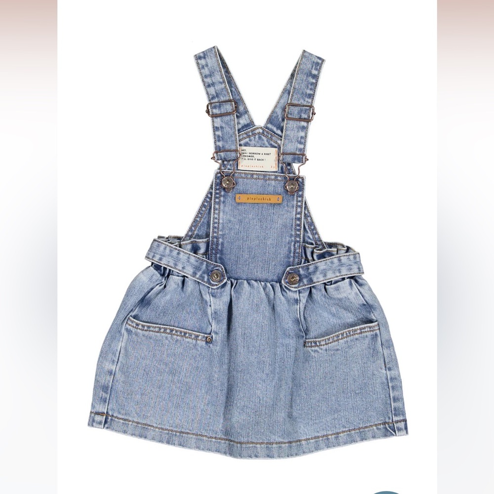 Piupiuchick Light Blue Washed Denim Dungarees Girl’s Dress.